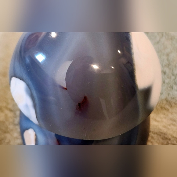 Grey Blue Orca Agate Fat Mushroom Carving- Large - Picture 13 of 16